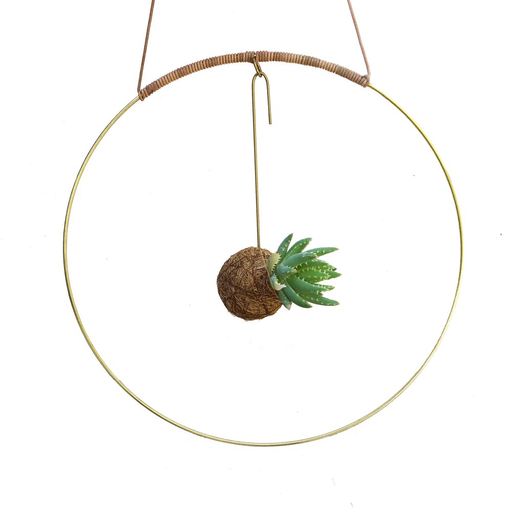 Planteplanet i brass circle hanging interior handmade design