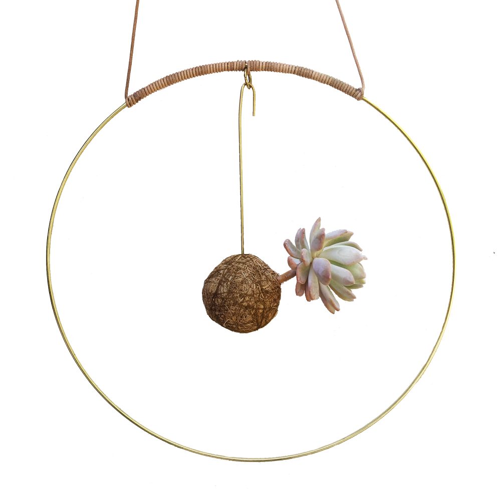 Planteplanet i brass circle hanging interior handmade design